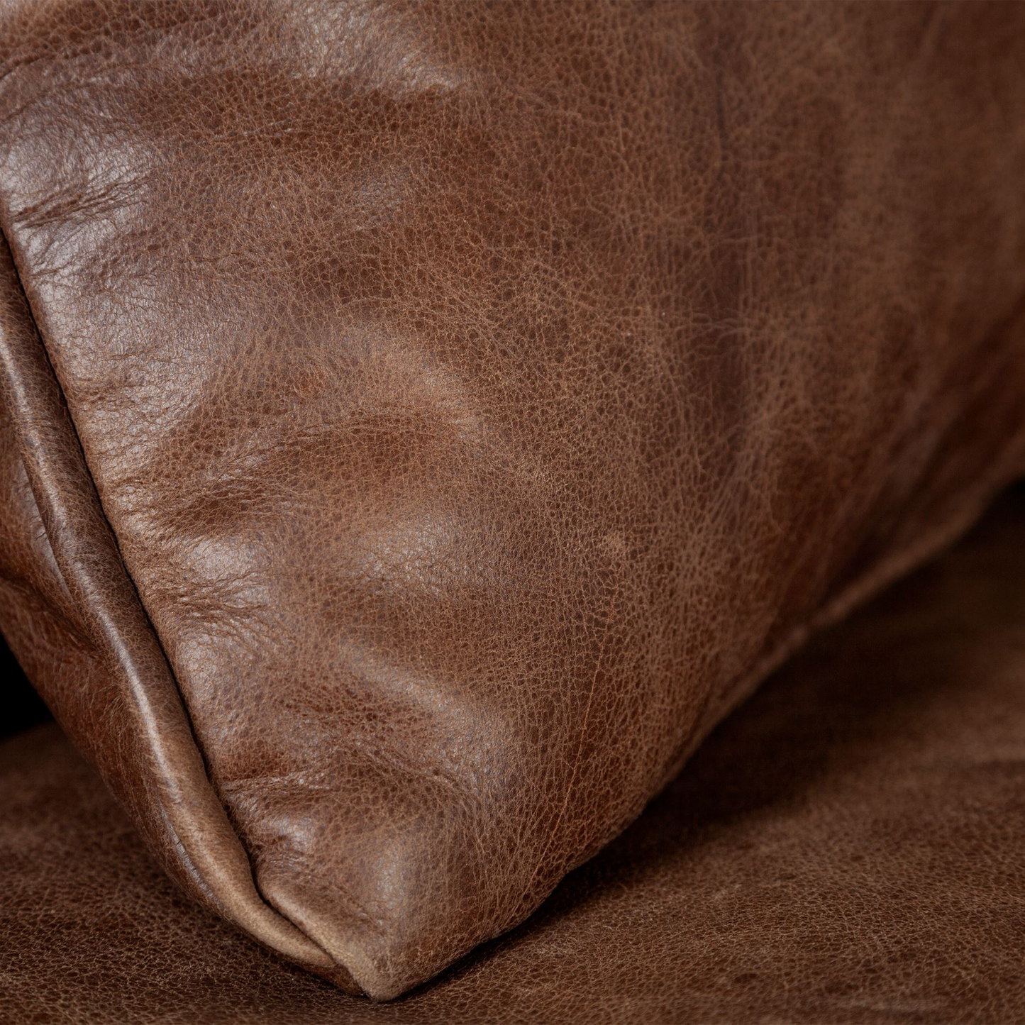 Espresso Brown Top-Grain Leather Wide Accent Chair With Wooden Frame And Iron Legs
