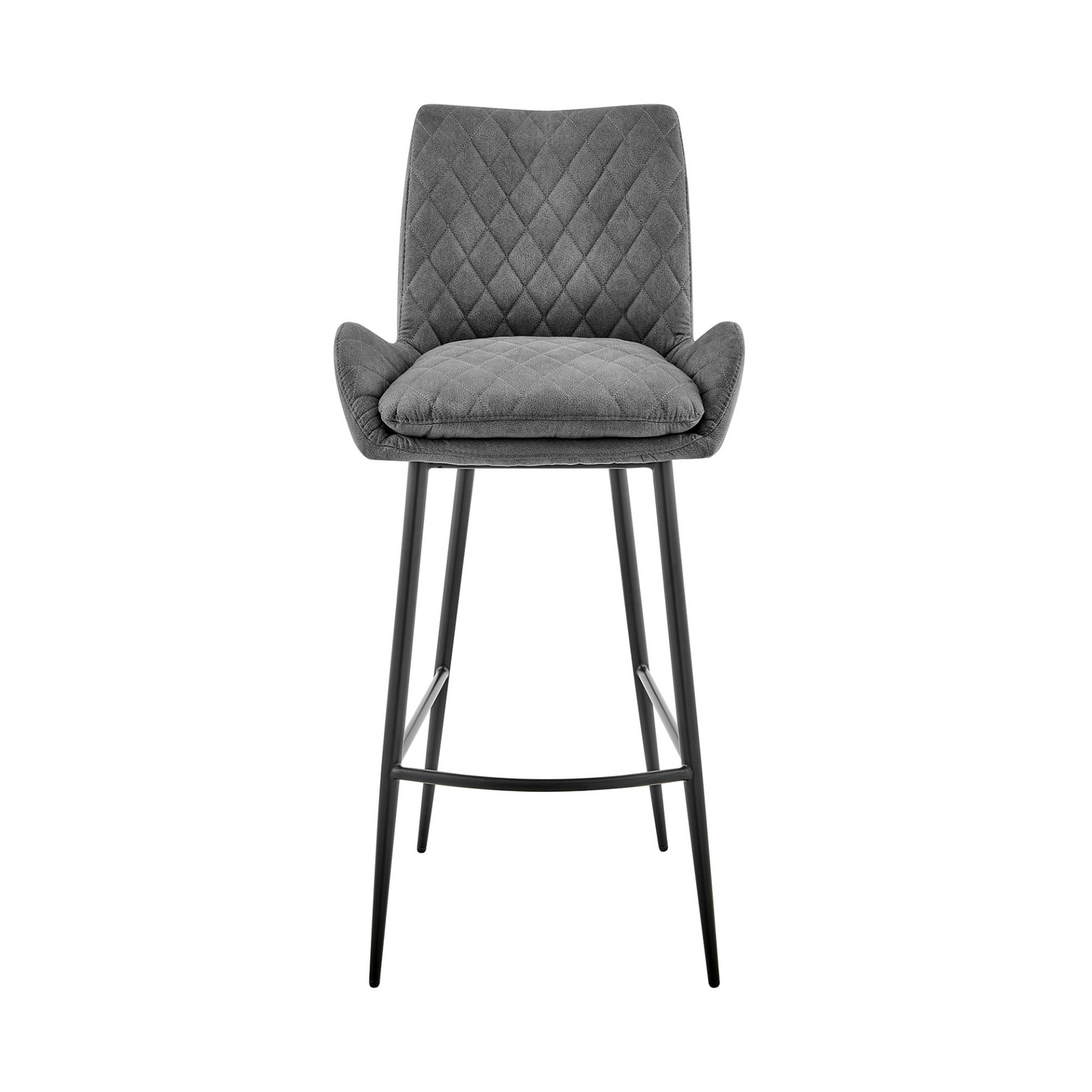 43" Charcoal Microfiber and Black Iron Bar Height Chair
