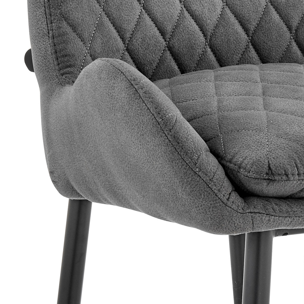 43" Charcoal Microfiber and Black Iron Bar Height Chair