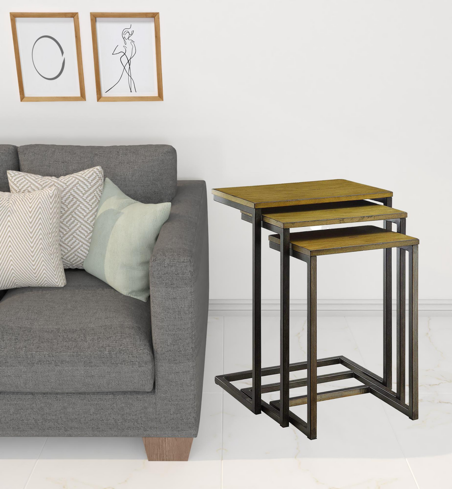 24" Black And Brown Solid Wood Rectangular End Table