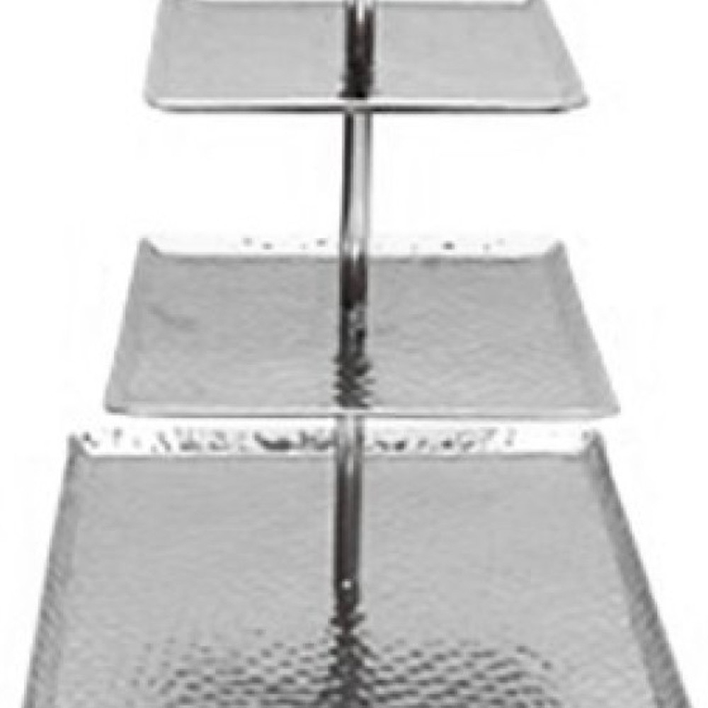 Hammered Square Shaped Three Tier Stand