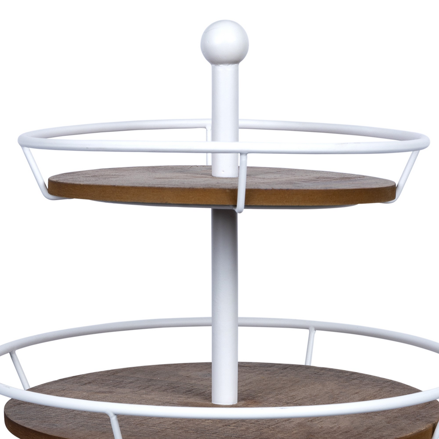 Three Tiered Metal And Wood Decorative Stand
