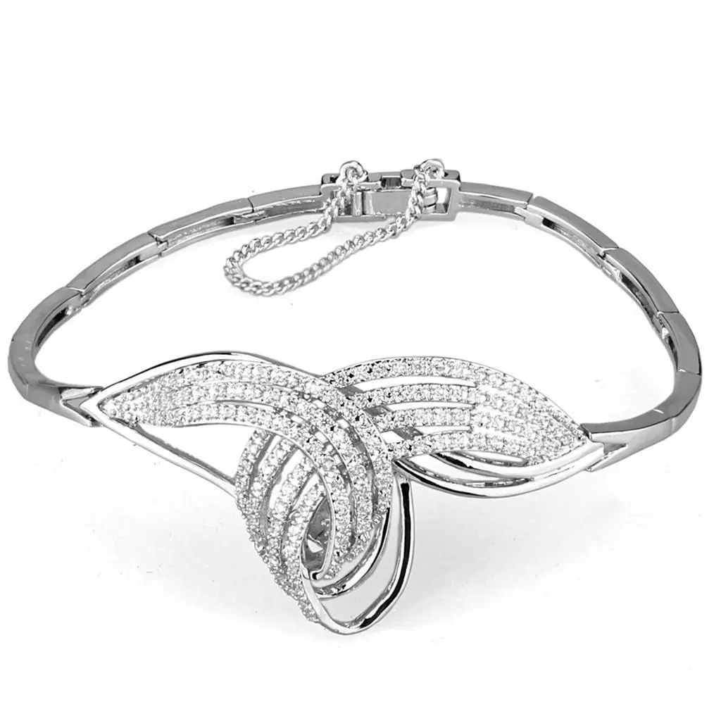 3W924 - Rhodium Brass Jewelry Sets with AAA Grade CZ in Clear