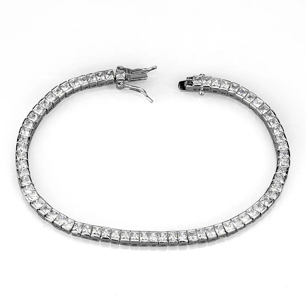 3W938 - Rhodium Brass Jewelry Sets with AAA Grade CZ in Clear