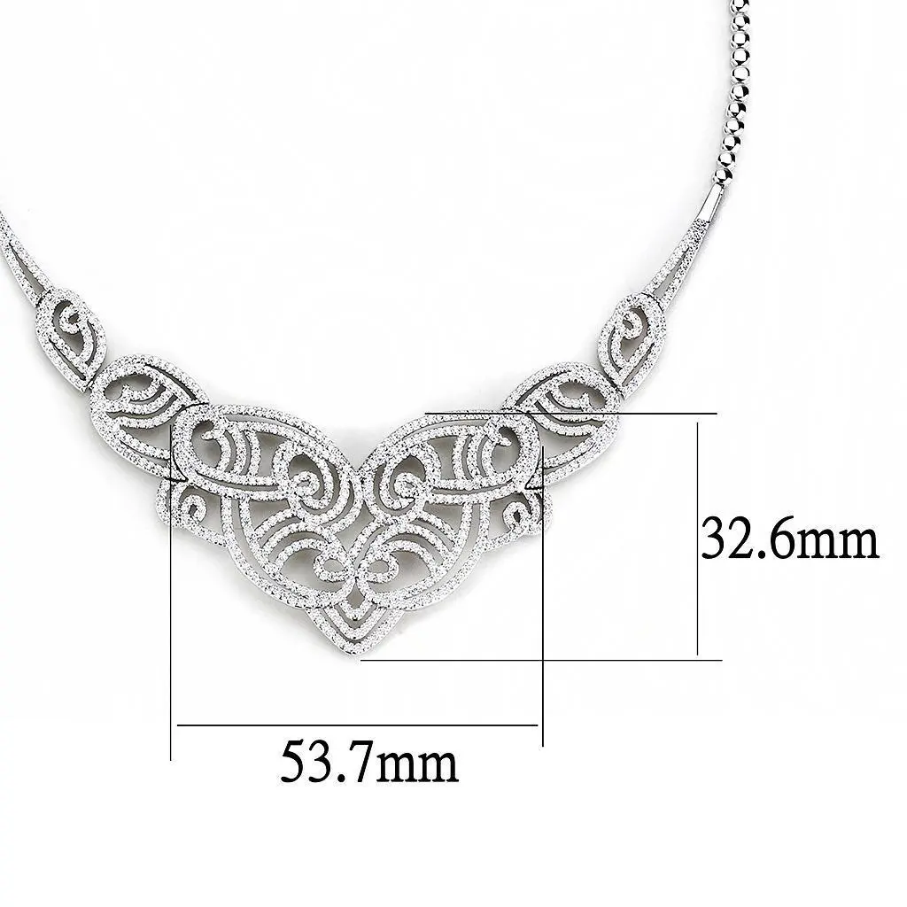 3W1433 - Rhodium Brass Jewelry Sets with AAA Grade CZ in Clear