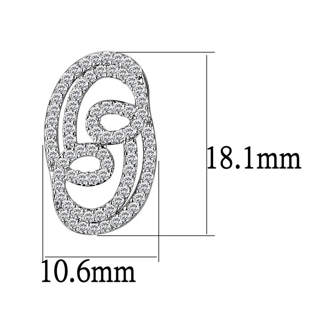 3W1433 - Rhodium Brass Jewelry Sets with AAA Grade CZ in Clear
