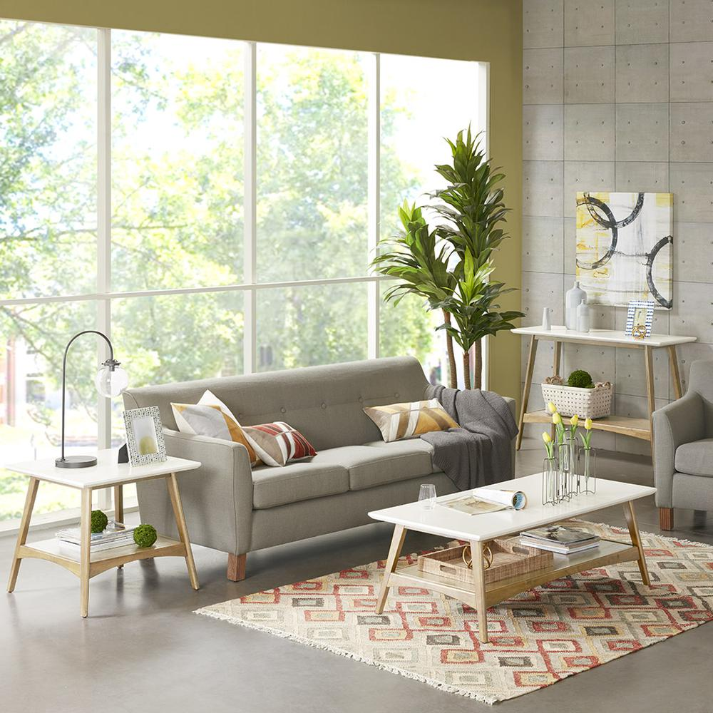 Parker End Table, Off-White/Natural