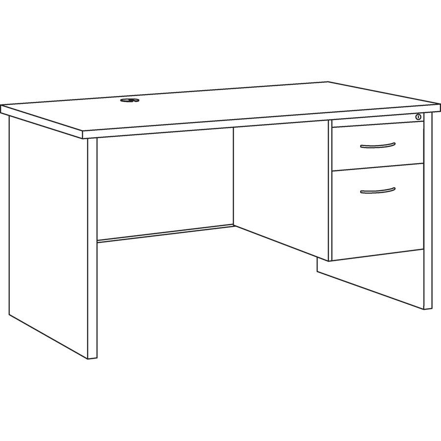 Lorell Mahogany Laminate/Charcoal Modular Desk Series Pedestal Desk - 2-Drawer - 48" x 30" , 1.1" Top - 2 x Box, File Drawer(s) - Single Pedestal on Right Side - Material: Steel - Finish: Mahogany Lam