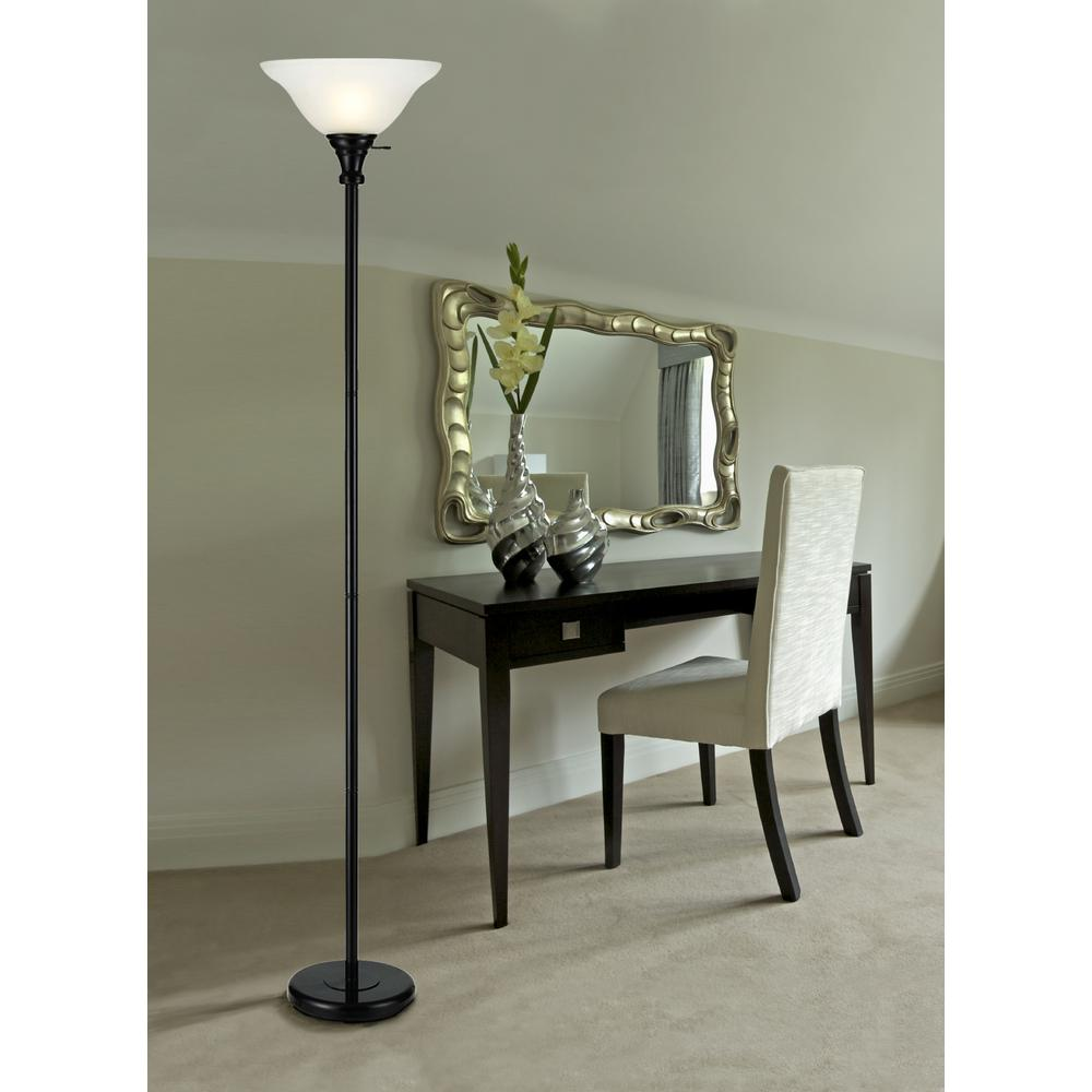 70" Height Metal Torchiere in Black