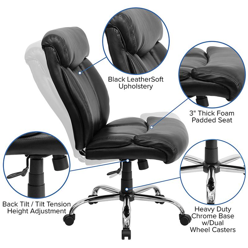 HERCULES Series Big & Tall 400 lb. Rated Black LeatherSoft Executive Ergonomic Office Chair with Full Headrest
