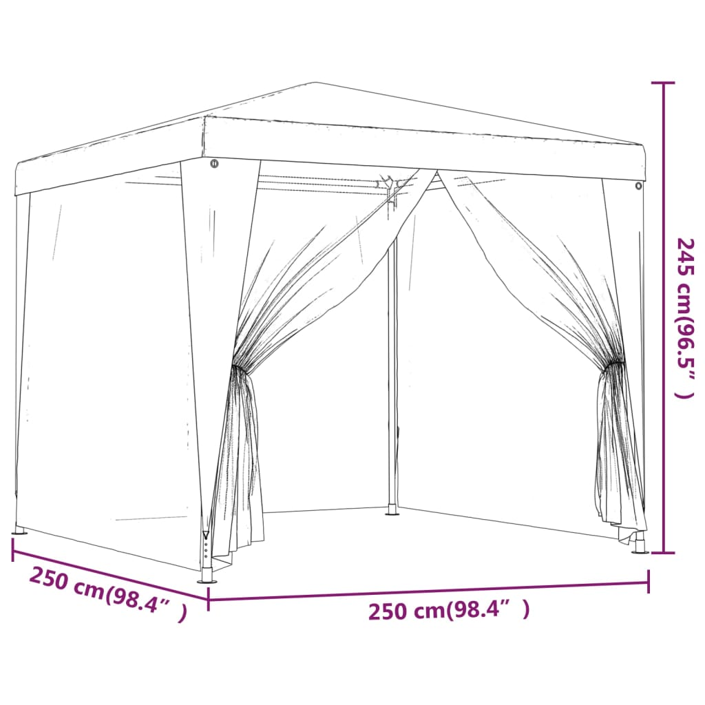 vidaXL Party Tent with 4 Mesh Sidewalls Red 8.2'x8.2' HDPE