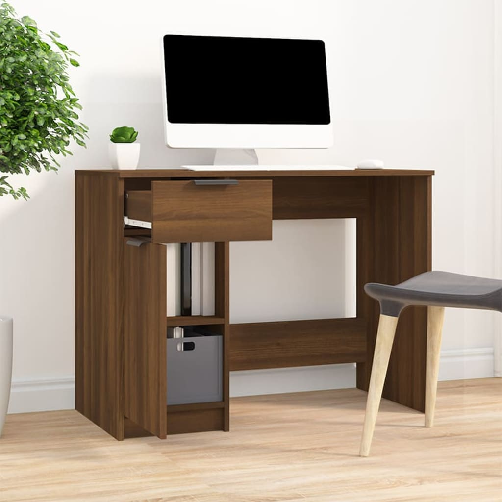 vidaXL Desk Brown Oak 39.4"x19.7"x29.5" Engineered Wood