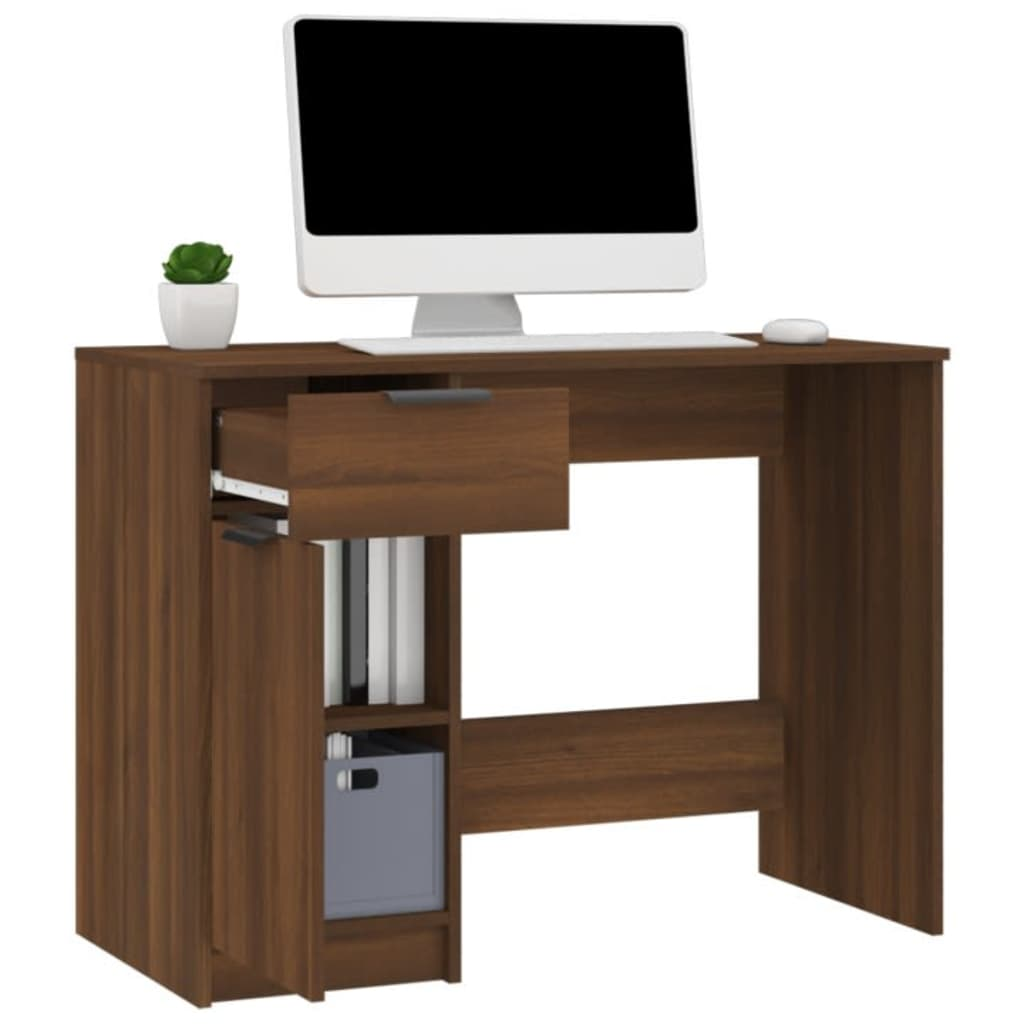 vidaXL Desk Brown Oak 39.4"x19.7"x29.5" Engineered Wood