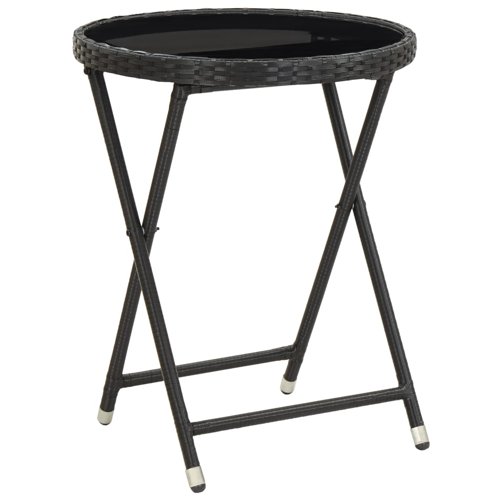 vidaXL 3 Piece Patio Bistro Set Poly Rattan and Glass Black