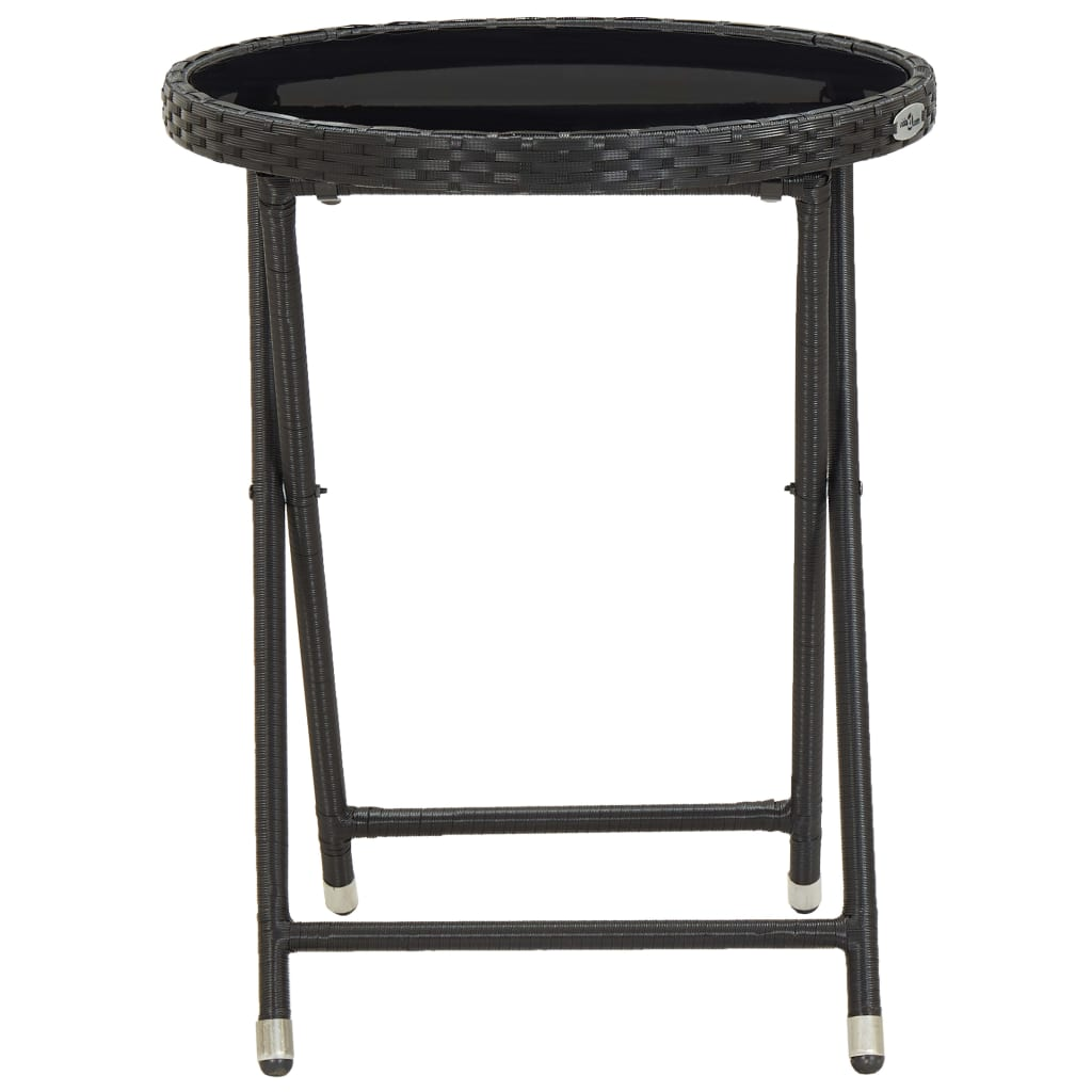 vidaXL 3 Piece Patio Bistro Set Poly Rattan and Glass Black