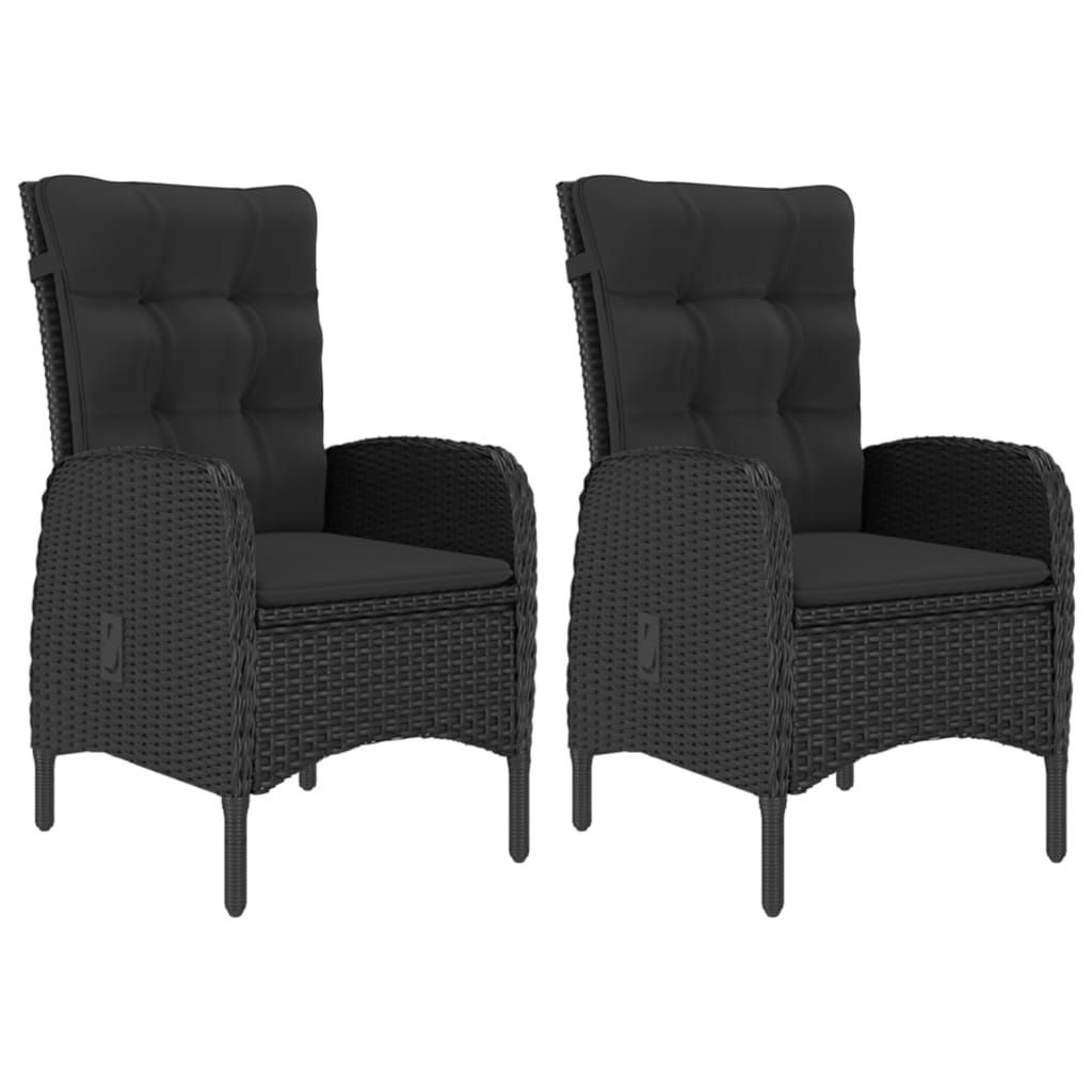 vidaXL 3 Piece Patio Bistro Set Poly Rattan and Glass Black