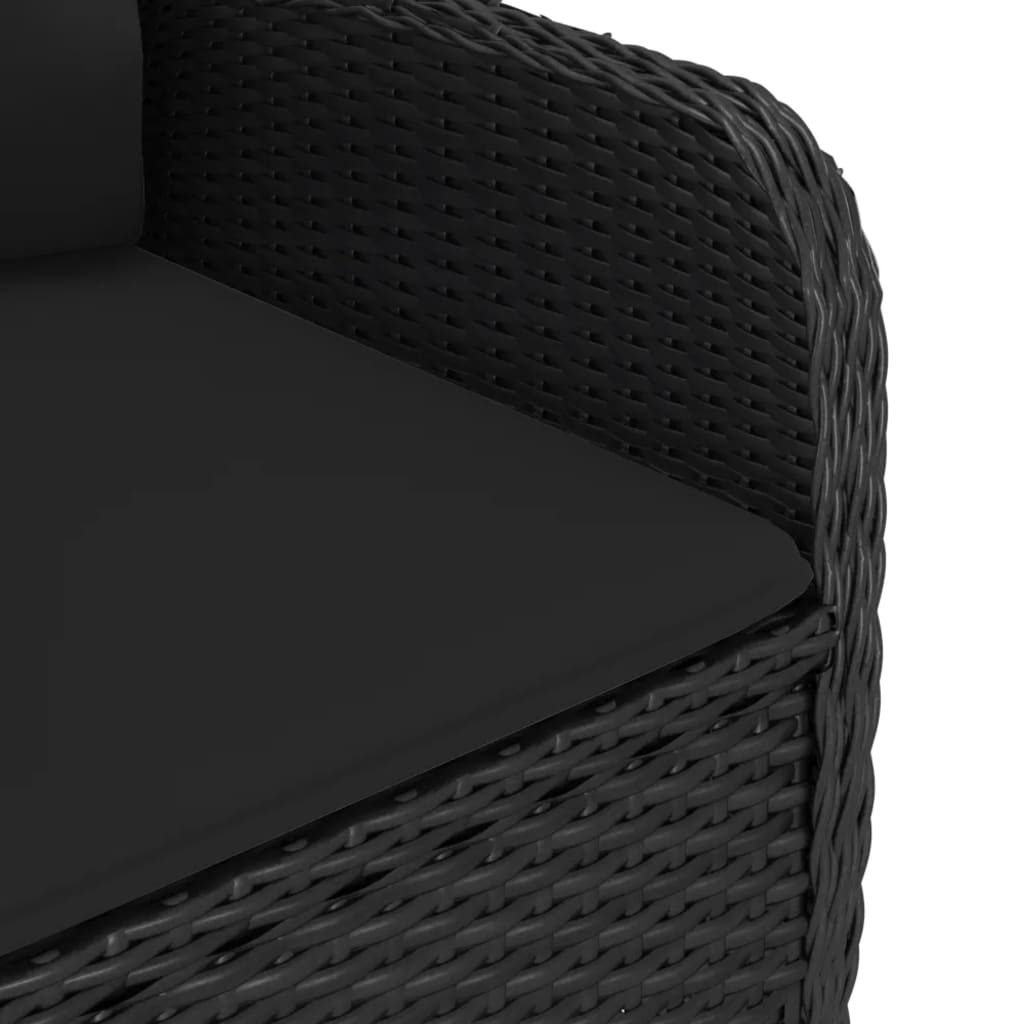 vidaXL 3 Piece Patio Bistro Set Poly Rattan and Glass Black