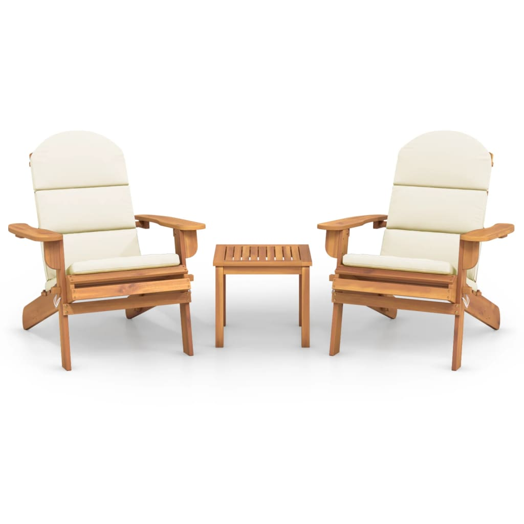 vidaXL 3 Piece Adirondack Patio Lounge Set Solid Wood Acacia