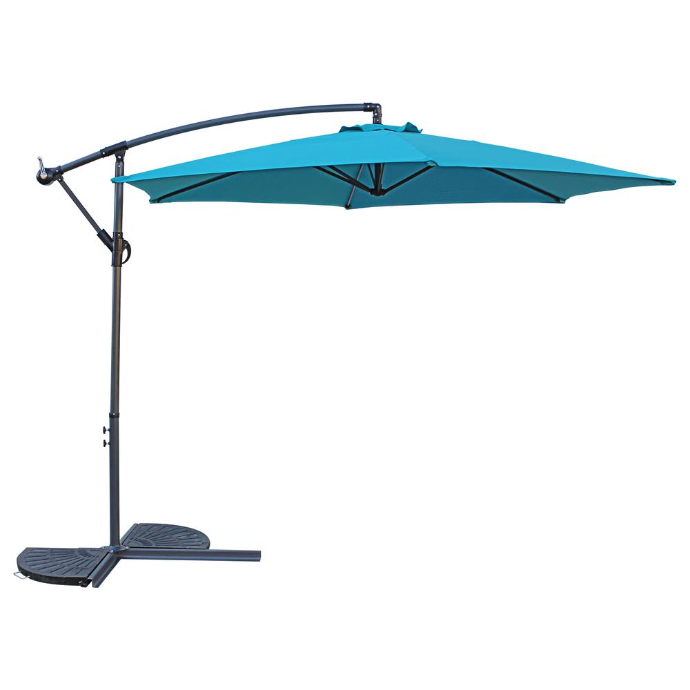 St. Kitts 10 Foot Cantilever Crank Umbrella, Aqua Blue