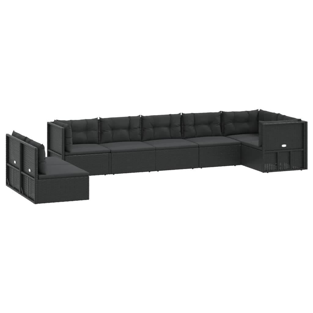 vidaXL 8 Piece Patio Lounge Set with Cushions Black Poly Rattan