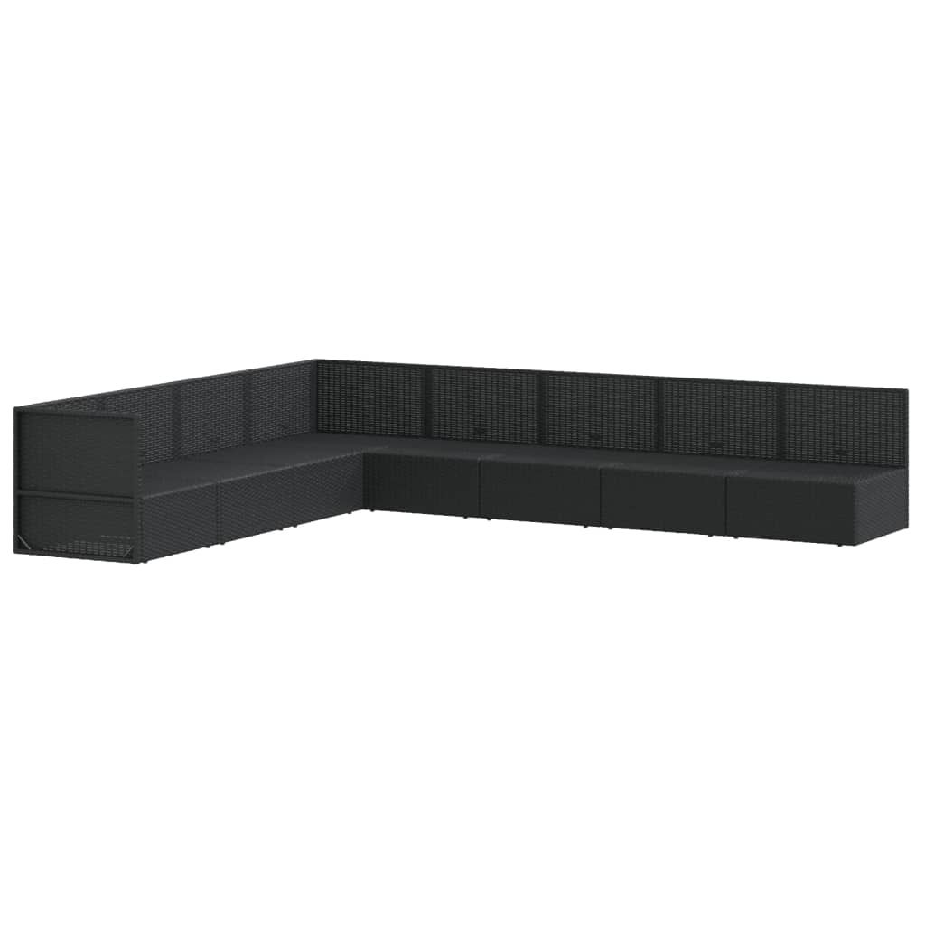vidaXL 8 Piece Patio Lounge Set with Cushions Black Poly Rattan
