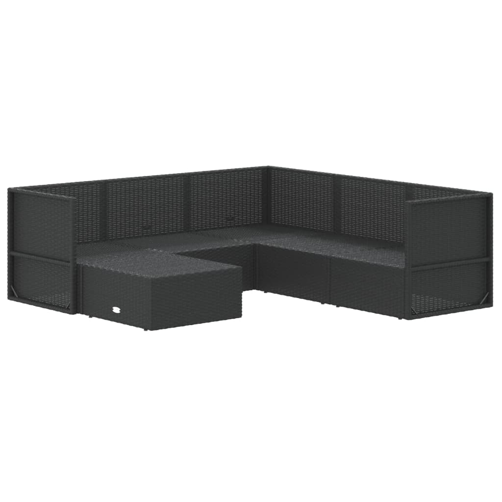 vidaXL 6 Piece Patio Lounge Set with Cushions Black Poly Rattan