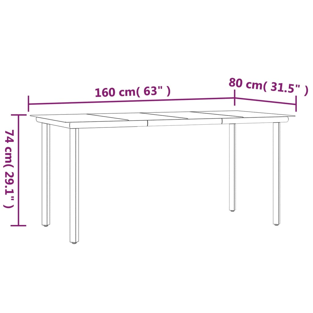 vidaXL 5 Piece Patio Dining Set Poly Rattan and Steel