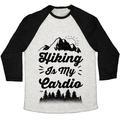 HIKING IS MY CARDIO UNISEX TRI-BLEND BASEBALL TEE