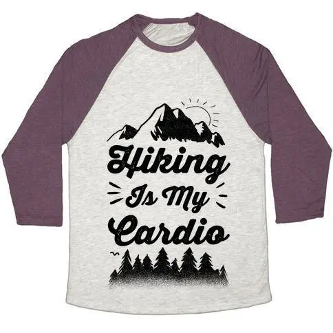 HIKING IS MY CARDIO UNISEX TRI-BLEND BASEBALL TEE