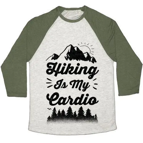 HIKING IS MY CARDIO UNISEX TRI-BLEND BASEBALL TEE