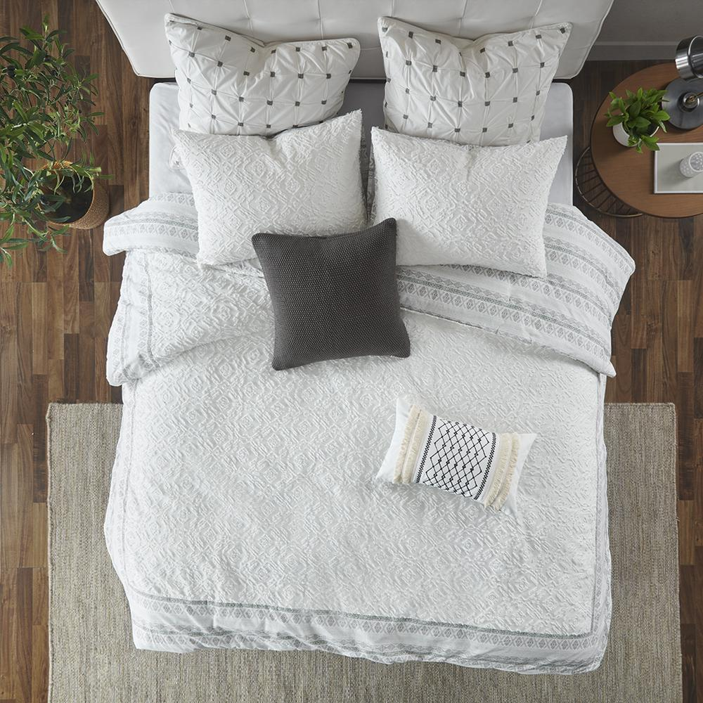 Reversible Cotton Duvet Cover Set Gray 943