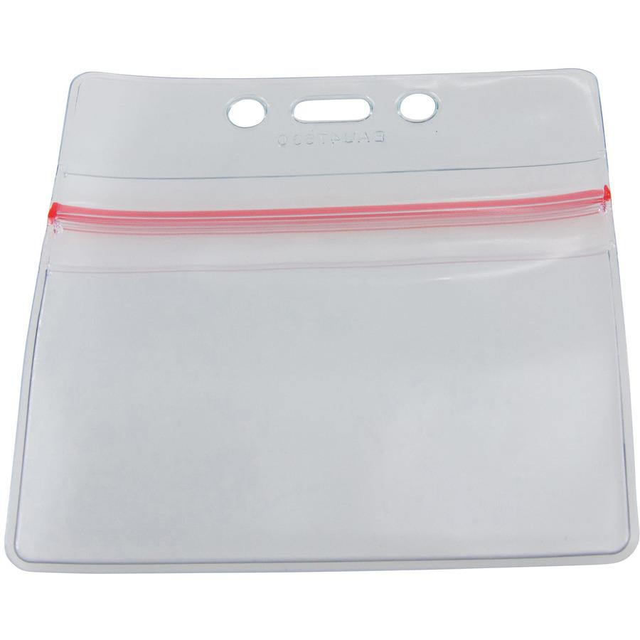 SICURIX Sealable ID Badge Holder - Support 3.75" x 2.62" Media - Horizontal - Vinyl - 50 / Pack - Clear