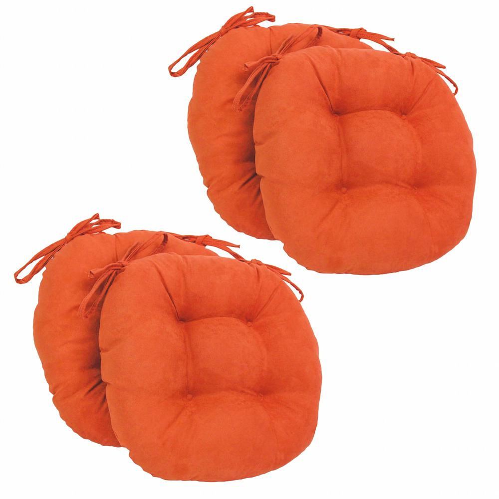 16-inch Solid Micro Suede Round Tufted Chair Cushions (Set of 4)