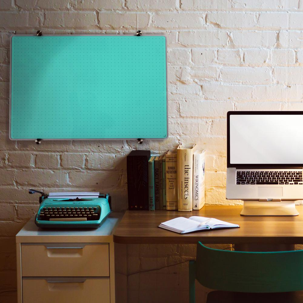 Teal Multi-Purpose Grid Glass Dry Erase Board 30" x 40"
