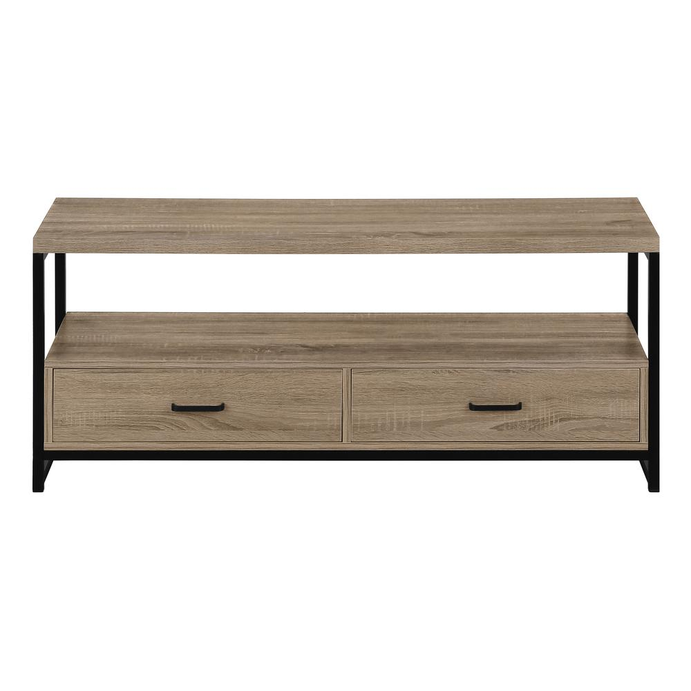 Tv Stand - 48"L, Dark Taupe In Black Metal