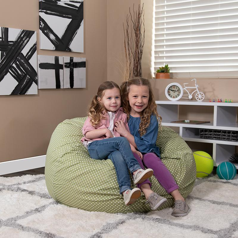 Oversized Green Dot Bean Bag Chair for Kids and Adults