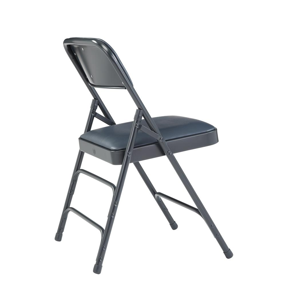 NPS® 1300 Series Premium Vinyl Upholstered Triple Brace Double Hinge Folding Chair, Dark Midnight Blue (Pack of 4)