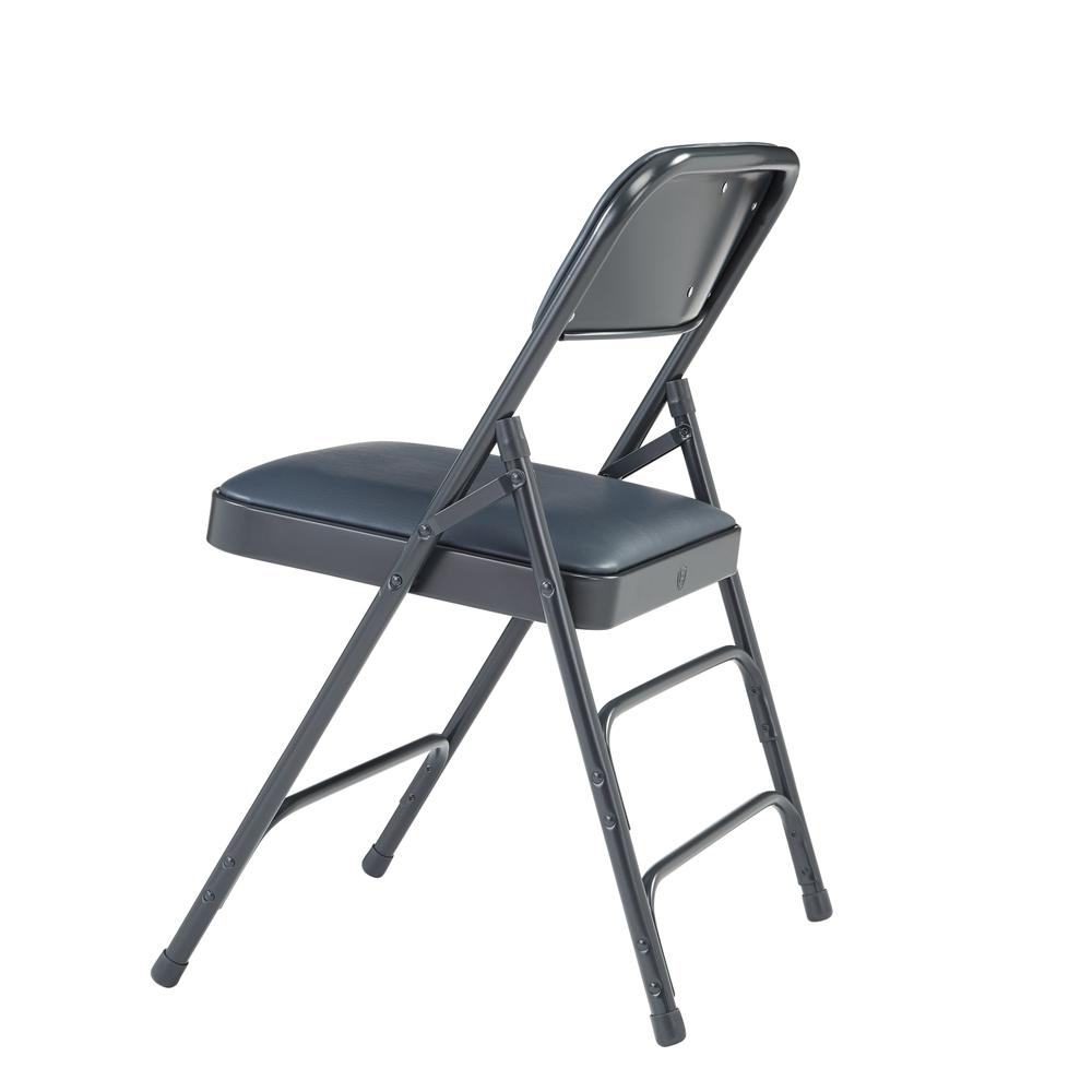 NPS® 1300 Series Premium Vinyl Upholstered Triple Brace Double Hinge Folding Chair, Dark Midnight Blue (Pack of 4)