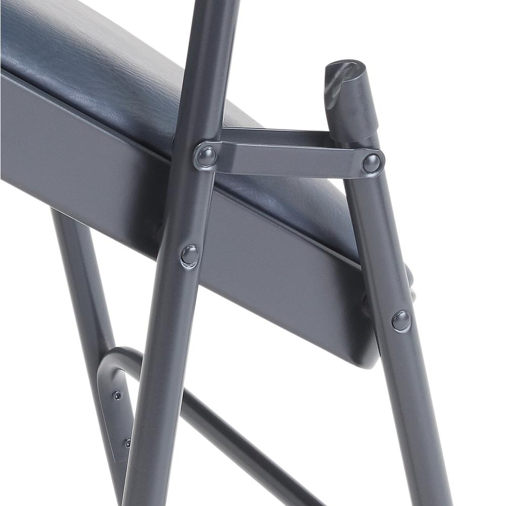 NPS® 1300 Series Premium Vinyl Upholstered Triple Brace Double Hinge Folding Chair, Dark Midnight Blue (Pack of 4)