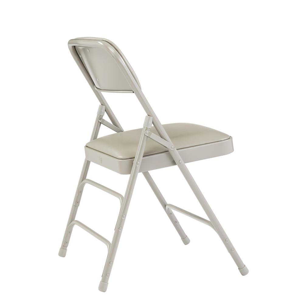 NPS® 1300 Series Premium Vinyl Upholstered Triple Brace Double Hinge Folding Chair, Warm Grey (Pack of 4)