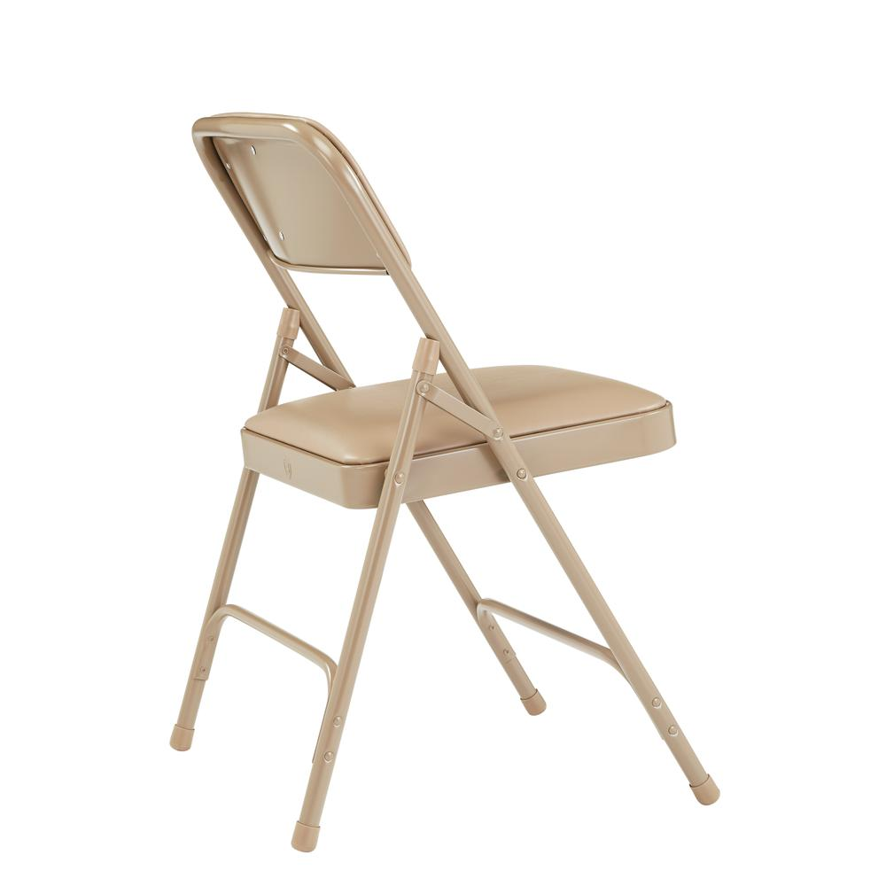 NPS® 1200 Series Premium Vinyl Upholstered Double Hinge Folding Chair, French Beige (Pack of 4)