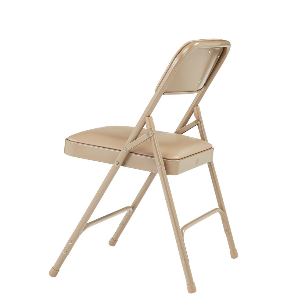 NPS® 1200 Series Premium Vinyl Upholstered Double Hinge Folding Chair, French Beige (Pack of 4)