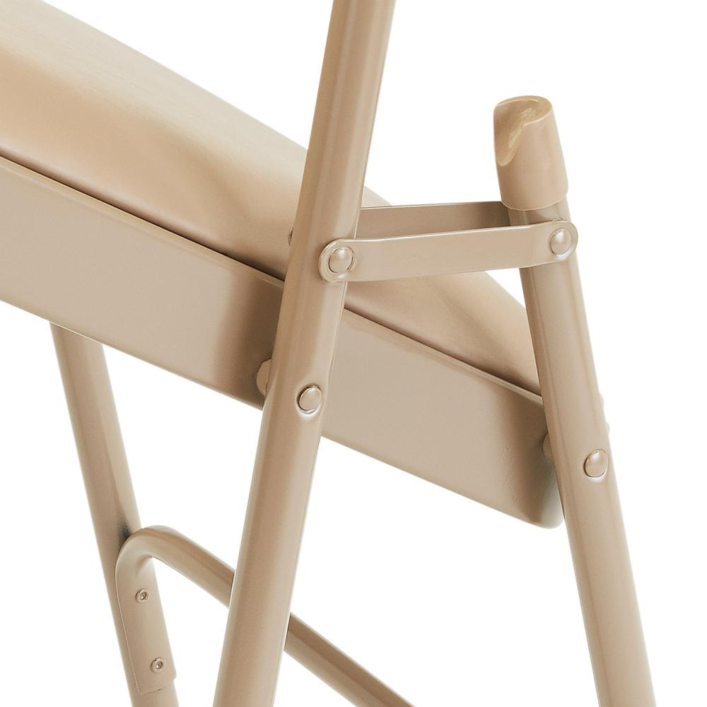 NPS® 1200 Series Premium Vinyl Upholstered Double Hinge Folding Chair, French Beige (Pack of 4)