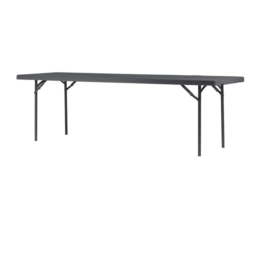 Dorel ZOWN 96" Commercial Blow Mold Folding Table - 4 Legs x 96" Table Top Width x 30" Table Top Depth - 29.30" Height - Gray - High-density Polyethylene (HDPE), Resin - 1 Each