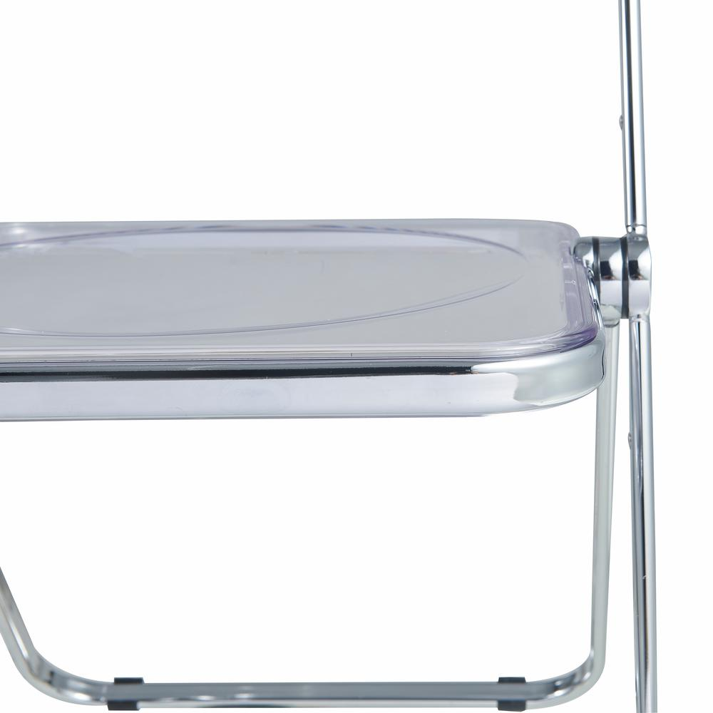 LeisureMod Lawrence Acrylic Folding Chair With Metal Frame, Set of 2 LF19CL2