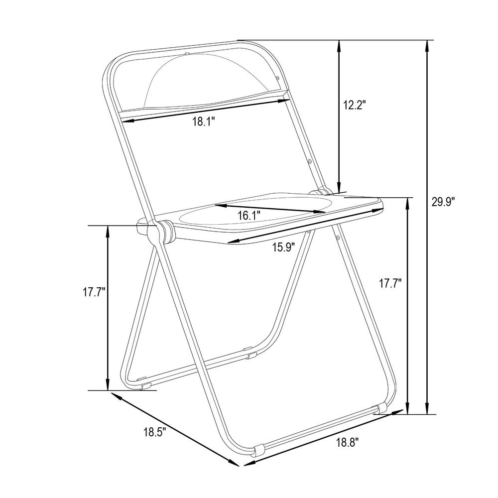 LeisureMod Lawrence Acrylic Folding Chair With Metal Frame, Set of 2 LF19CL2