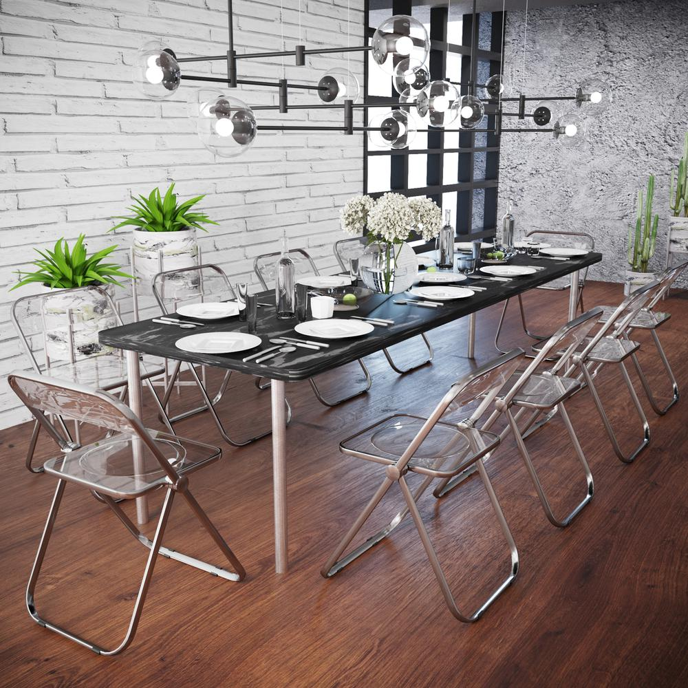 LeisureMod Lawrence Acrylic Folding Chair With Metal Frame, Set of 2 LF19CL2
