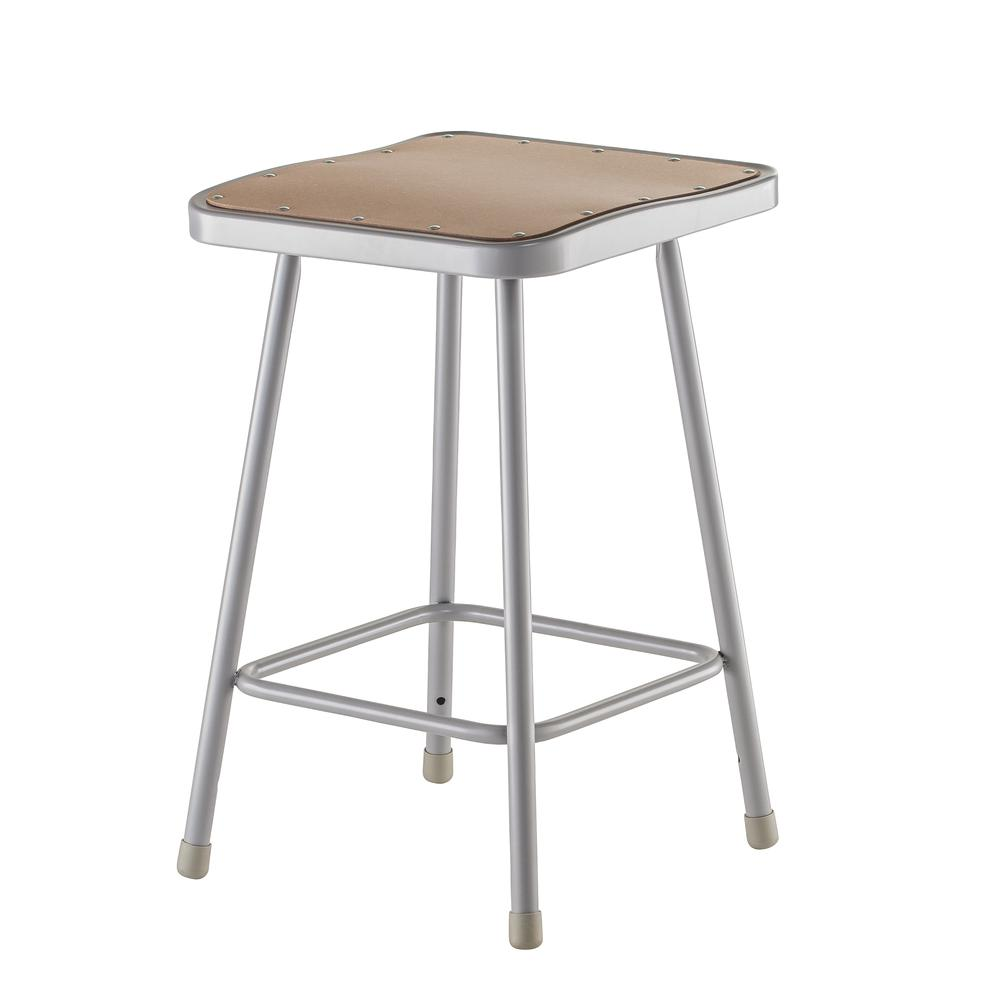 (2 Pack) NPS® 24" Heavy Duty Square Seat Steel Stool, Grey