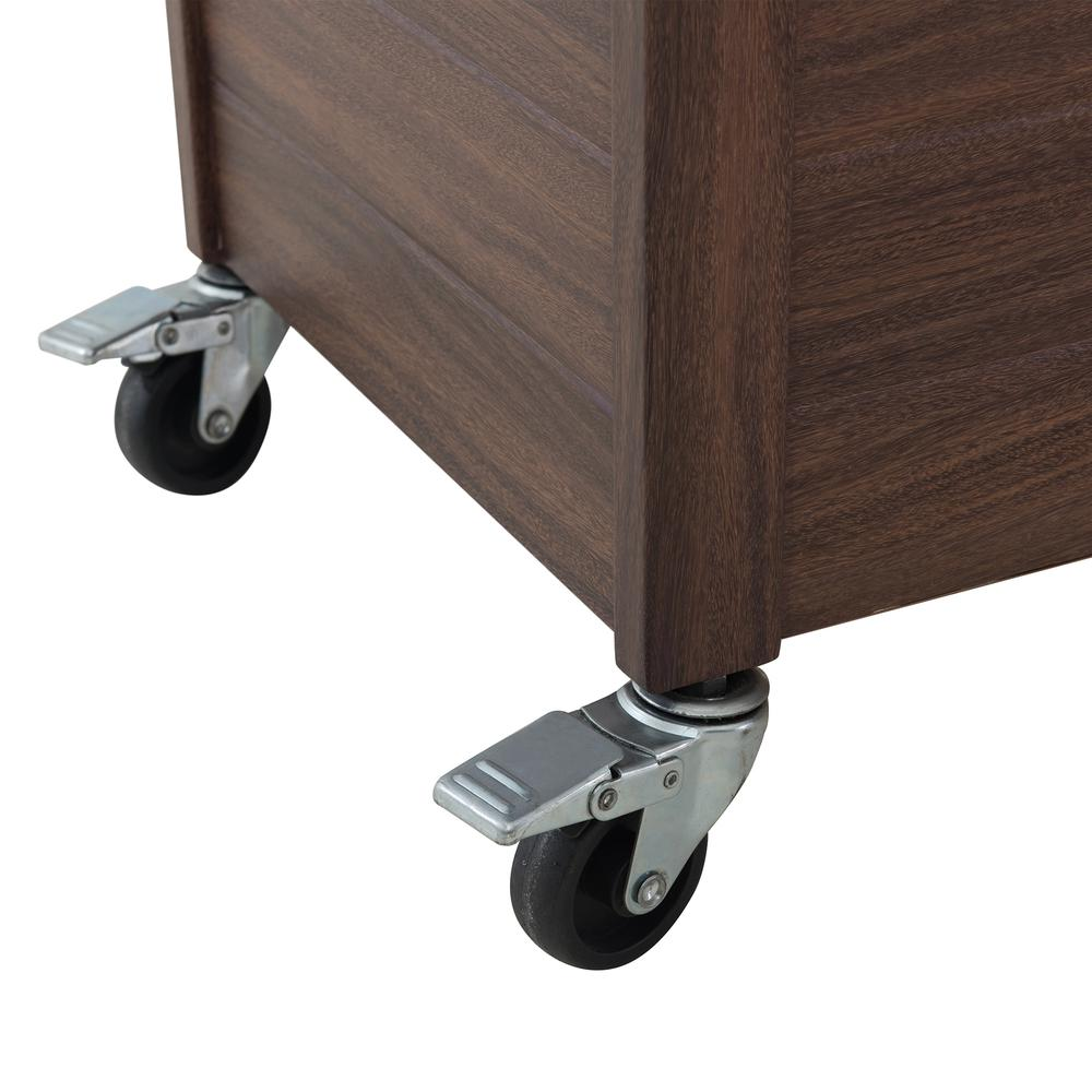 Sunjoy Brown Metal Rolling Serving Trolley Marble Countertop Bar Cart