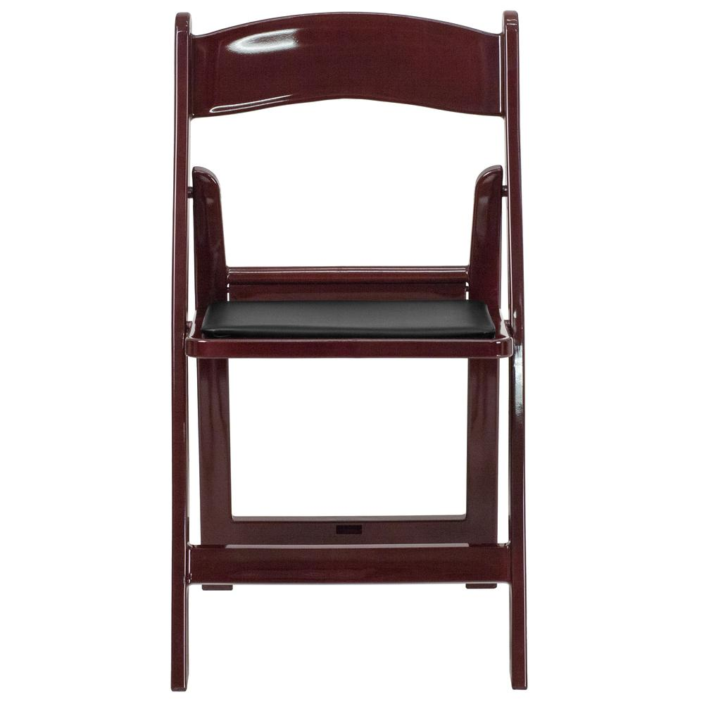 HERCULES Series 1000 lb. Capacity Red Mahogany Resin Folding Chair with Black Vinyl Padded Seat